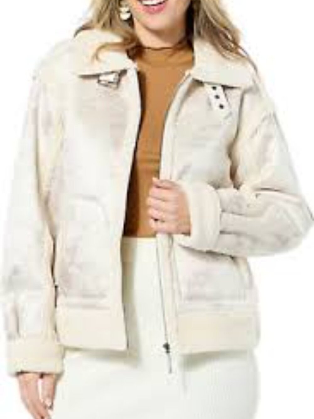 G by Giuliana Faux Leather & Sherling Full Zip Jacket Size XS NWT